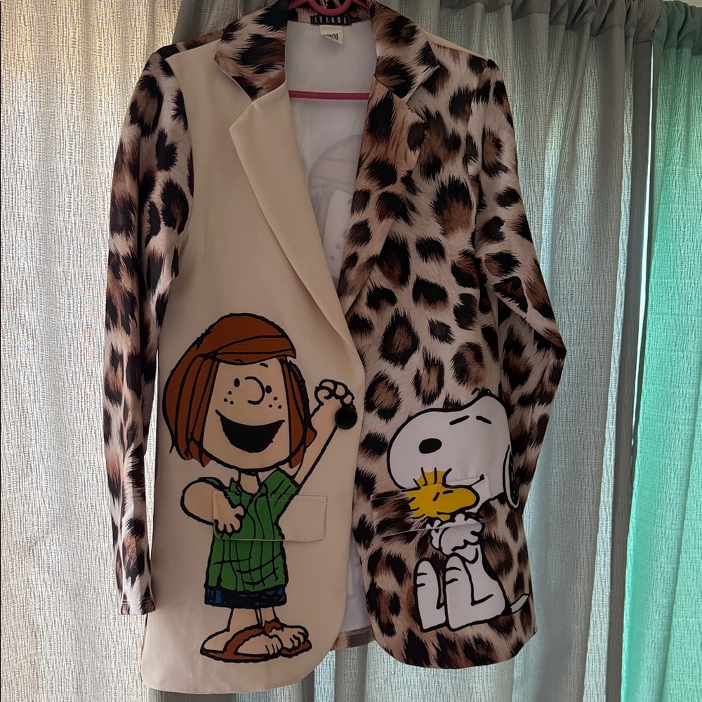 Leopard Print Cartoon Blazer